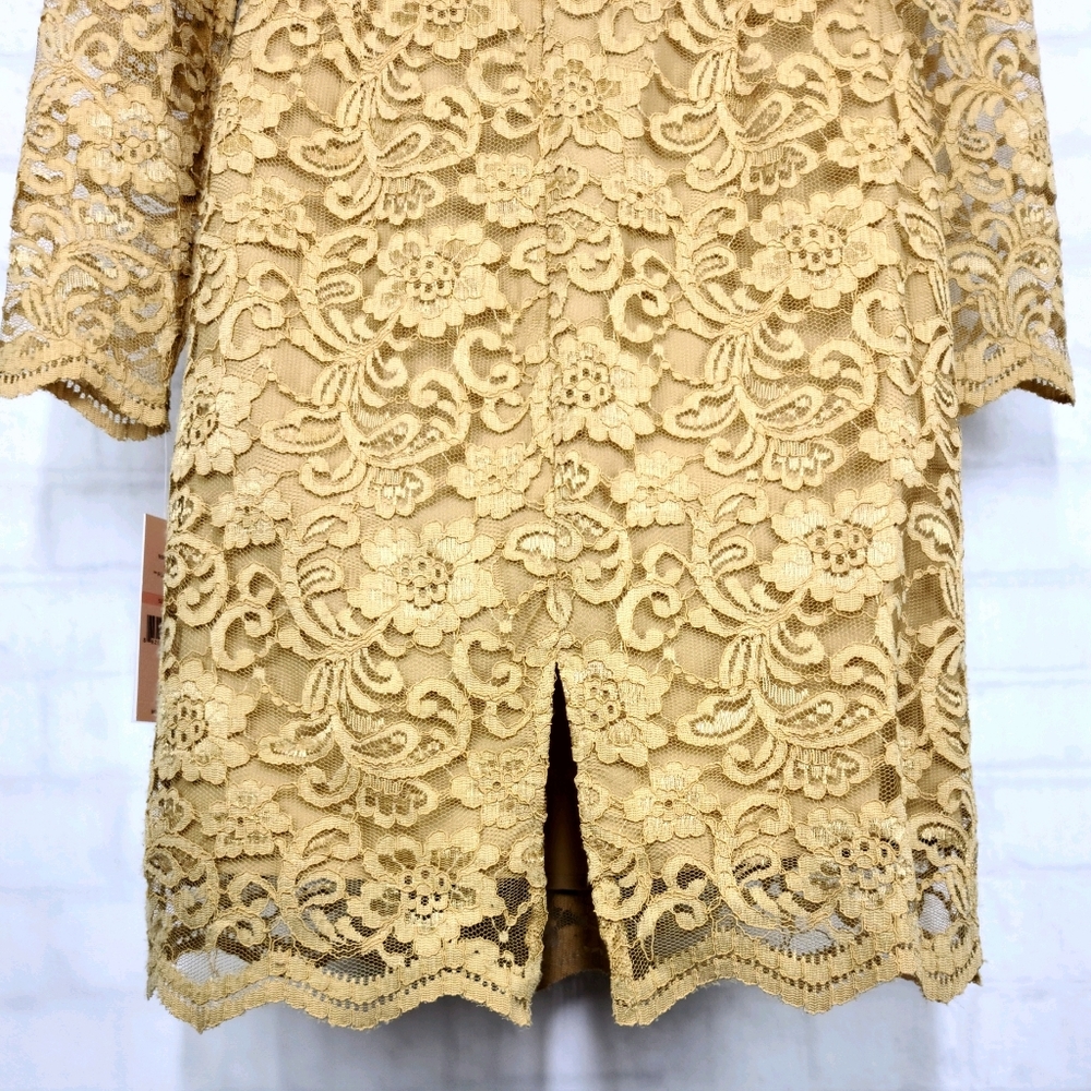 Nanette Lepore▪︎Gold Poetic Love Lace Sheath Dress - Picture 7 of 13